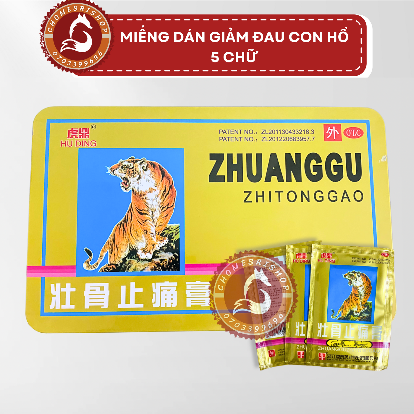 (Date mới ƞhất) Miếng dán giảm đau con hổ 5 chữ