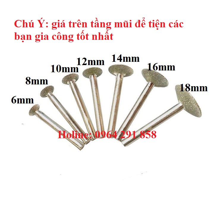 mũi mài khắc đá cán 6mm - mũi khắc kim cương đầu T (giá lẻ 1 mũi tiện dụng gia công) - mũi khắc ngọc