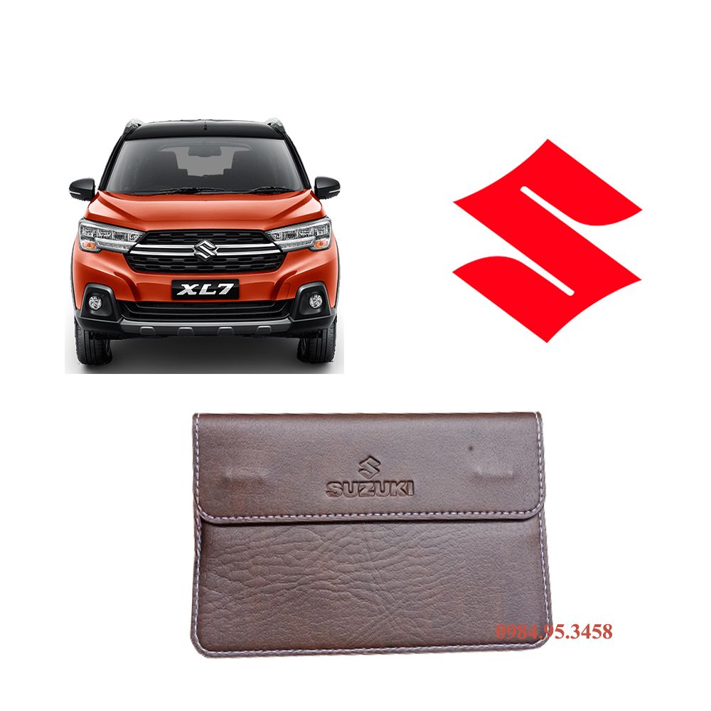 ví da ô tô Suzuki đựng giấy tờ đăng kiểm để trong xe có logo