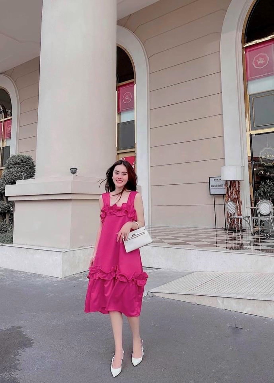 Đầm 2 Dây Phối Bèo,Đẩm 2 Dây Nữ Form Rộng,LY STORE