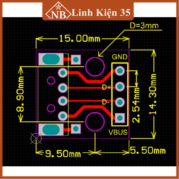 Bo chuyển USB-4P TO 2.54mil chân cắm DIP