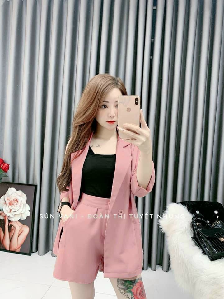 Sét vest đùi 3 mảnh tay dài-QH#vestnu