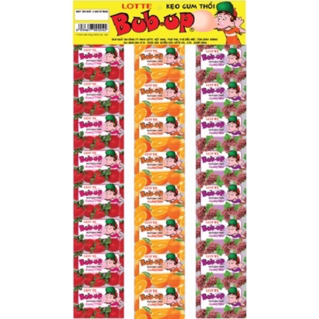 [HCM]Vỉ 24 pack kẹo Gum thổi BUB UP trái cây Lotte