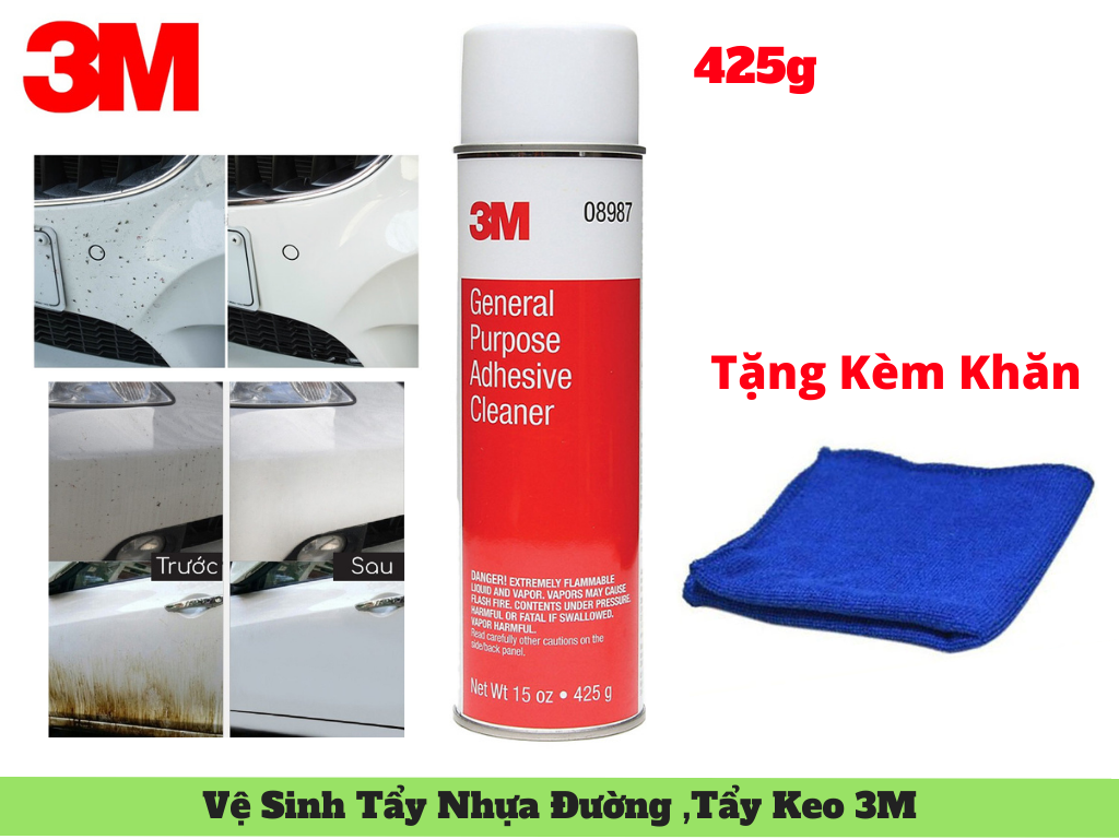 [HCM]Dung Dịch Tẩy Nhựa Đường 3M 08987 Tẩy Keo Tẩy Dầu Mỡ 425g Tặng Khăn