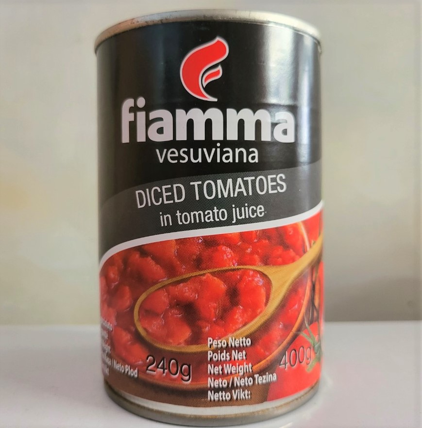 [Hộp ĐEN 400g] CÀ CHUA XẮT MIẾNG [Italia] FIAMMA Diced Tomatoes In Tomato Juice (halal)