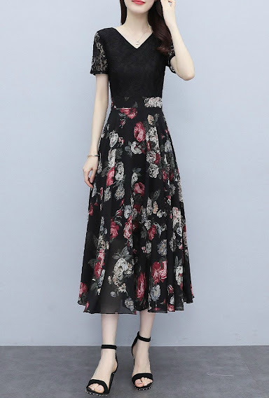 [HCM]ĐẦM VINTAGE CỔ V TAY REN