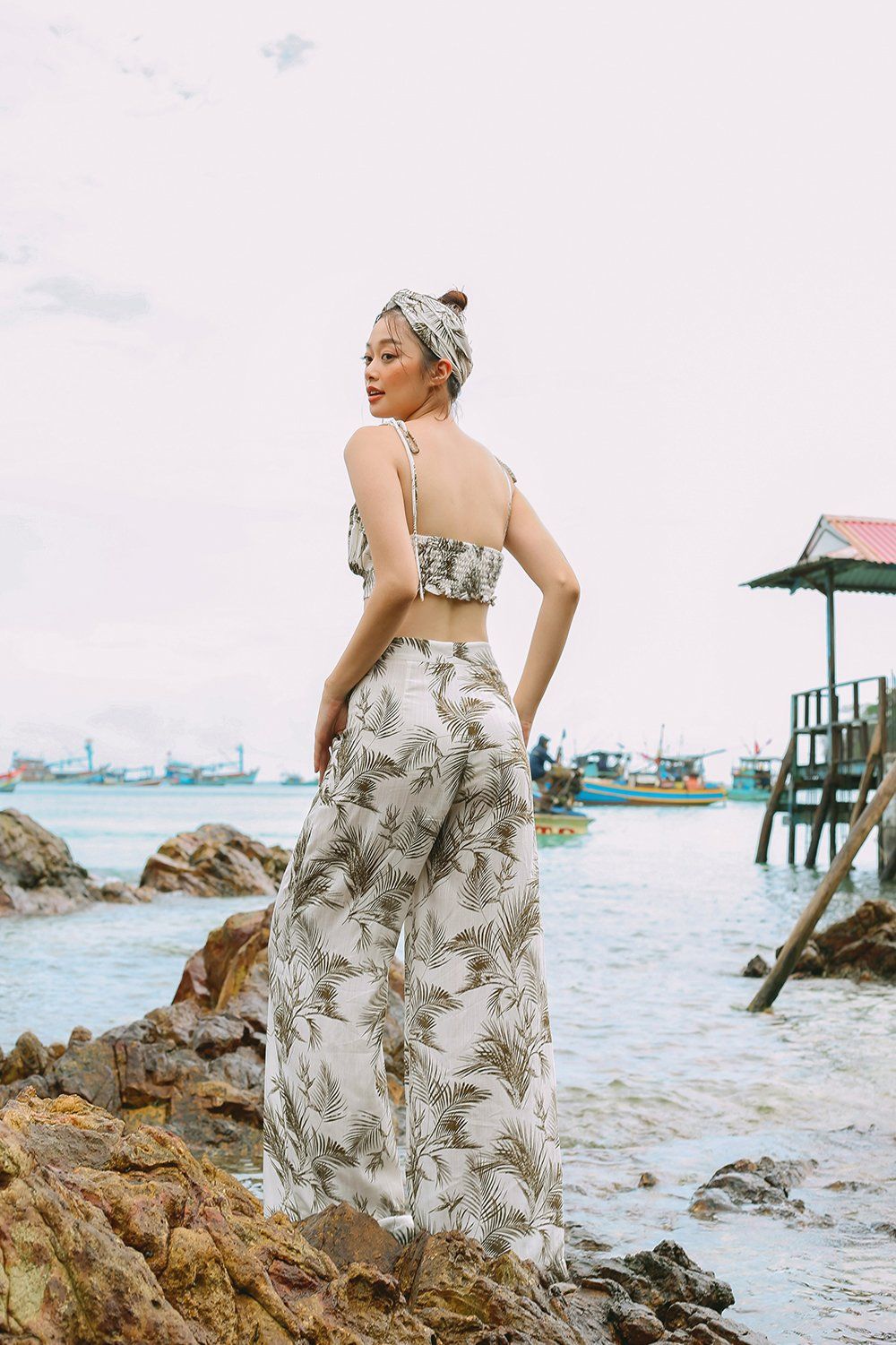 Quần culottes MIEU trơn dài - HM12 (Kem Lá/Trắng)