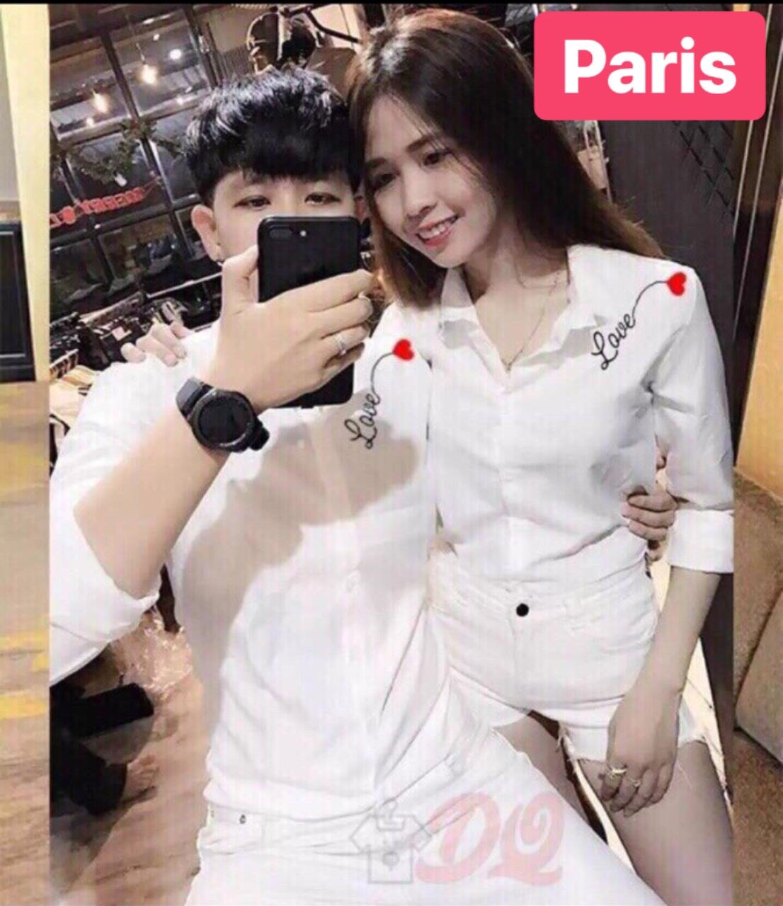 ÁO SƠ MI LỤA NAM NỮ CHỐNG NHĂN THÊU CHỮ LOVE U ( GIÁ 1 CÁI) CAO CẤP - PARIS FASHION