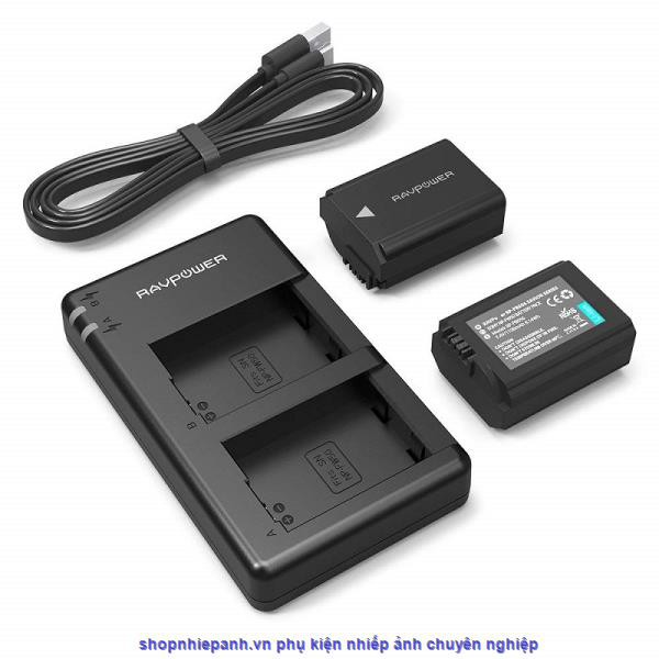 Bộ 2 pin và sạc kép ravpower for sony fw50 a6000 a6100 a6300 a6400 a6500 a6600 a7ii a7sii a7rii a7 nex