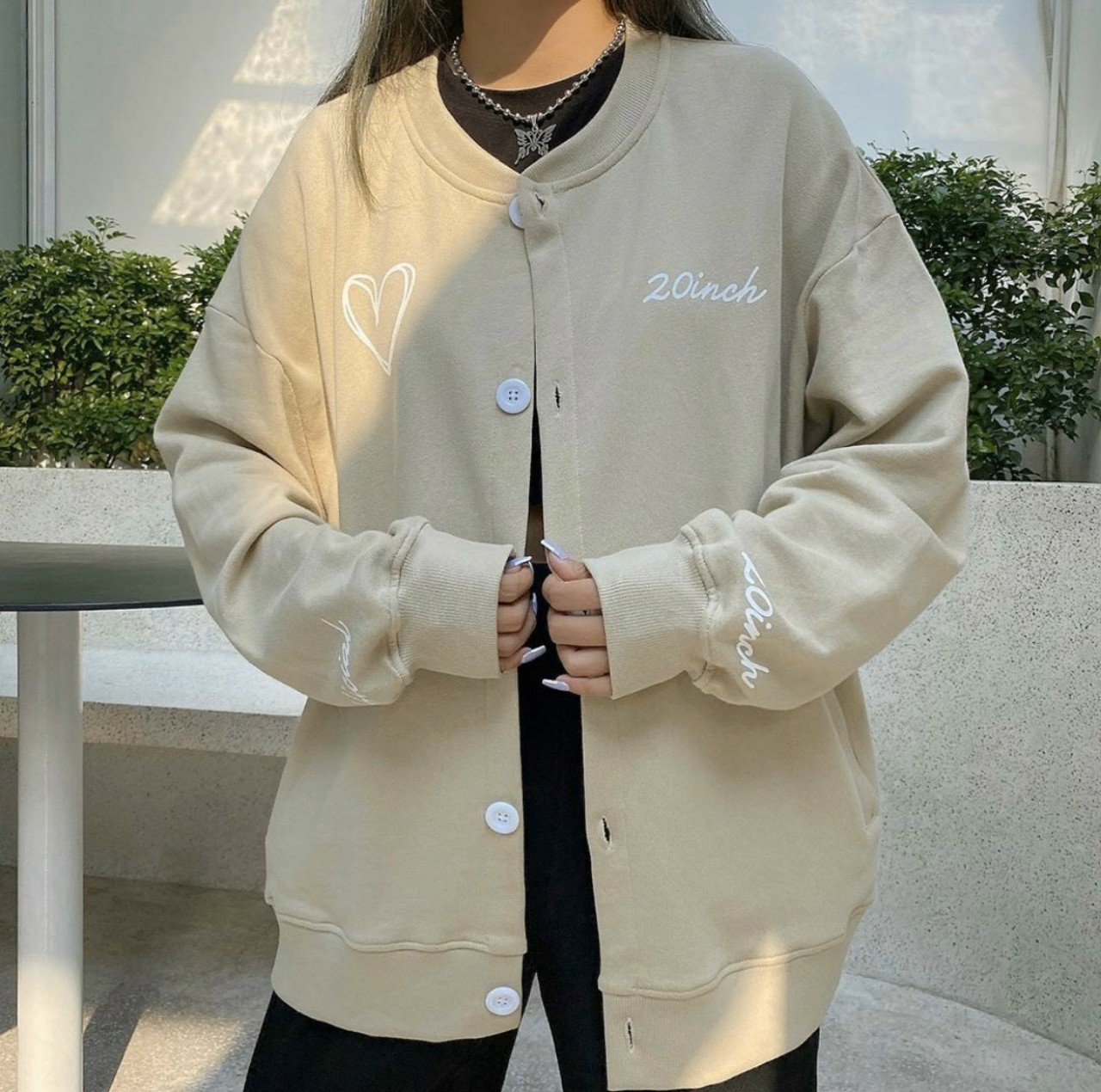 Áo Khoác Cadigan Unisex Nam Nữ Thêu Tim Form Rộng Dài Cá Tính, Chất Thun Nỉ Ngoại Dày Giặn. TP