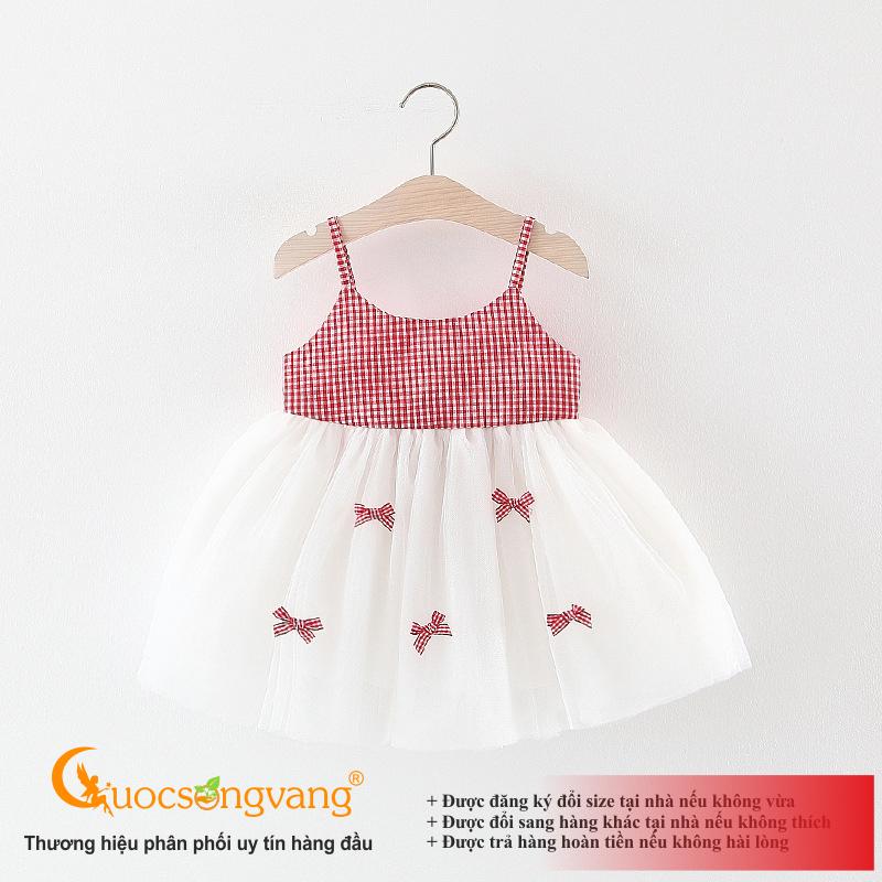 Váy đầm bé gái dễ thương đầm xòe hai lớp kẻ đỏ GLV153 Cuocsongvang