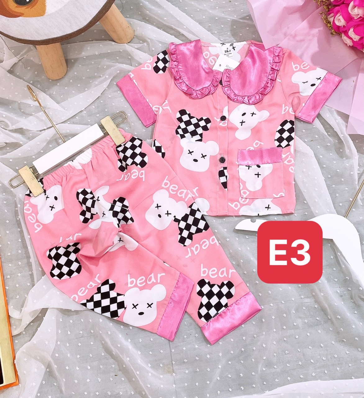 Bộ pijama lụa mango cho bé 22-35kg