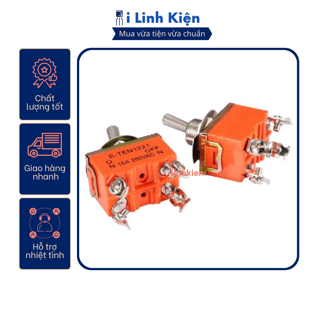 Công tắc gạt đôi E-TEN1221 15A 250V 2 chế độ ON-OFF 4P