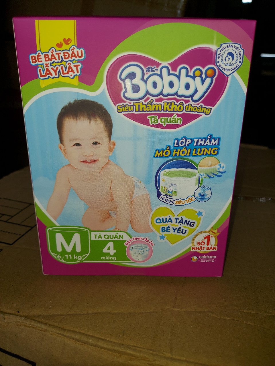 Combo 3 Gói Bỉm Tã Quần Bobby Size M 4 Miếng (6-11kg)