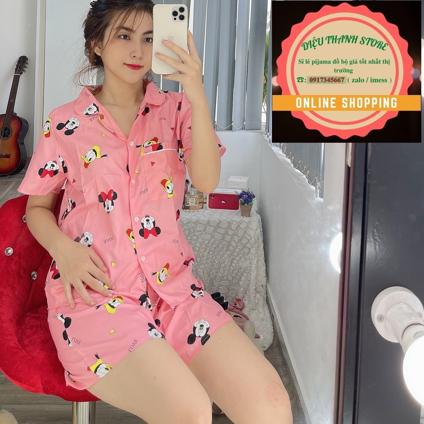 [100K 3 BỘ MICKEY ĐẸP] ĐỒ BỘ KATE NGẮN MICKEY form từ 49kg đến 60kg