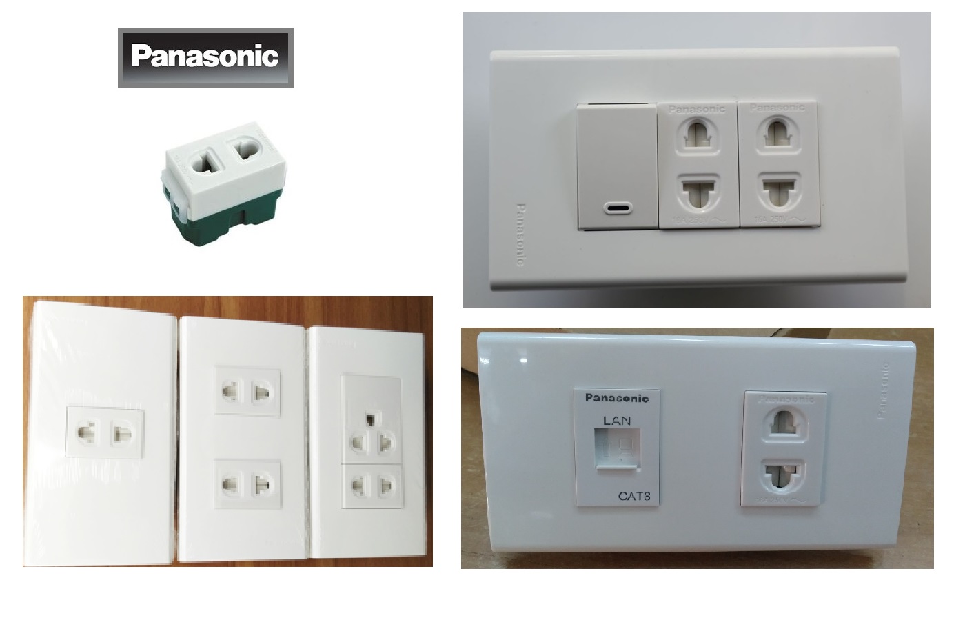Panasonic - ổ cắm 2 chấu có màn che 16a - wev1081sw / wev1081h / wev1081 / 1081sw