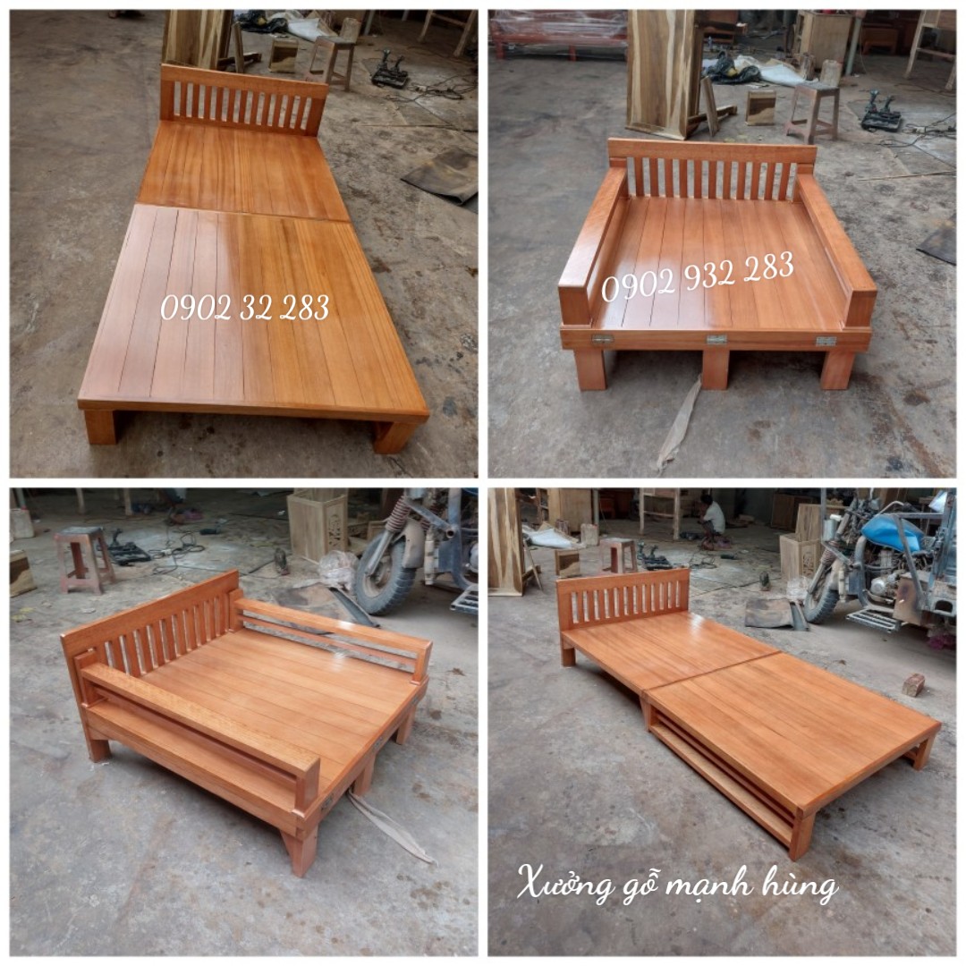 Ghế giường thông minh - sofa giường , giường gấp gọn gỗ giàng giàng hay còn gọi gỗ xoan 100% gỗ tự nhiên