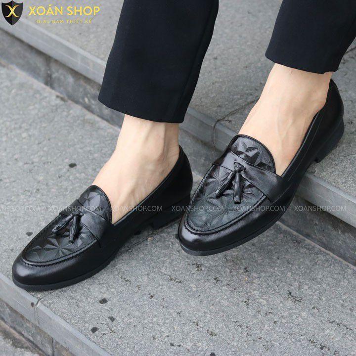 giầy lười da thật mẫu 3d mới nhất độc lạ