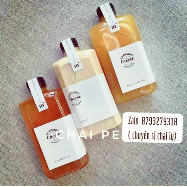 Combo 10 chai nhựa dẹp nắp đen 330ml