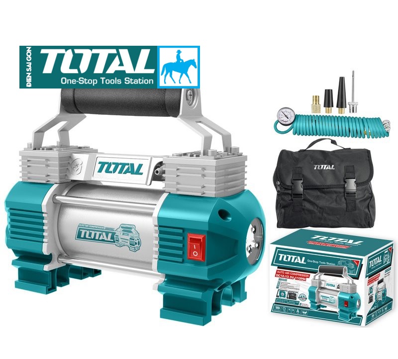 Máy bơm bánh bơm lốp xe hơi xe ô tô xe xe máy điện 12v total ttac2506