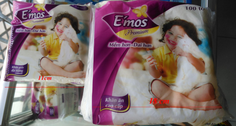 Combo 10 gói khăn ăn E'mos Premium 1 lớp (gói 100 tờ)