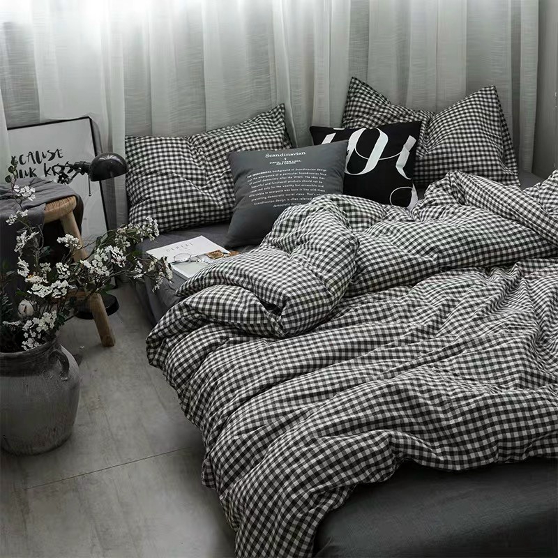 Cotton Poly Nhập Khẩu - Caro Đen Trắng SP001297