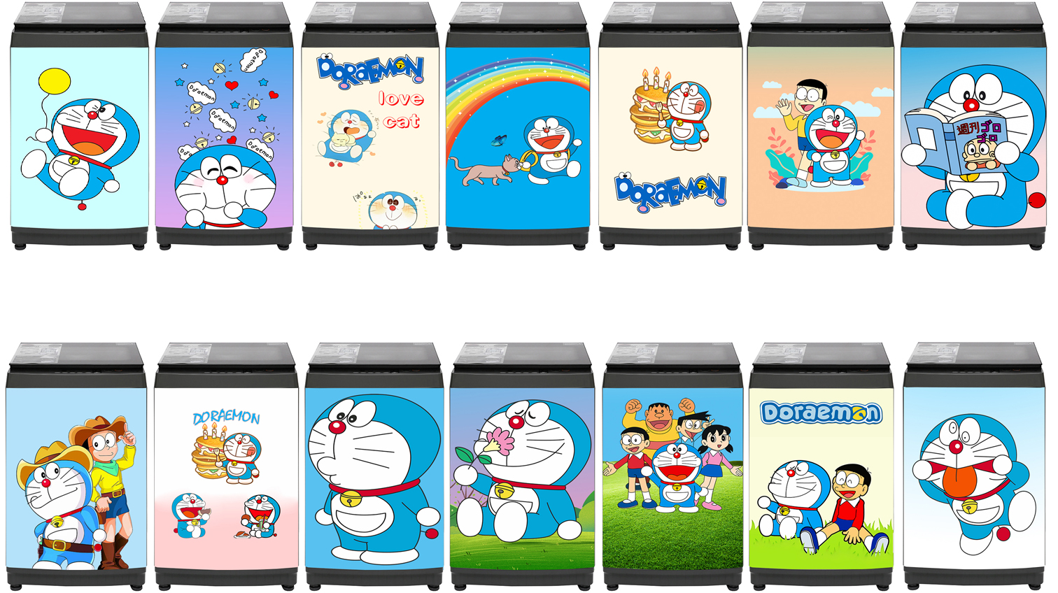 [HCM]Decal dán máy giặt mẫu Doraemon 2022