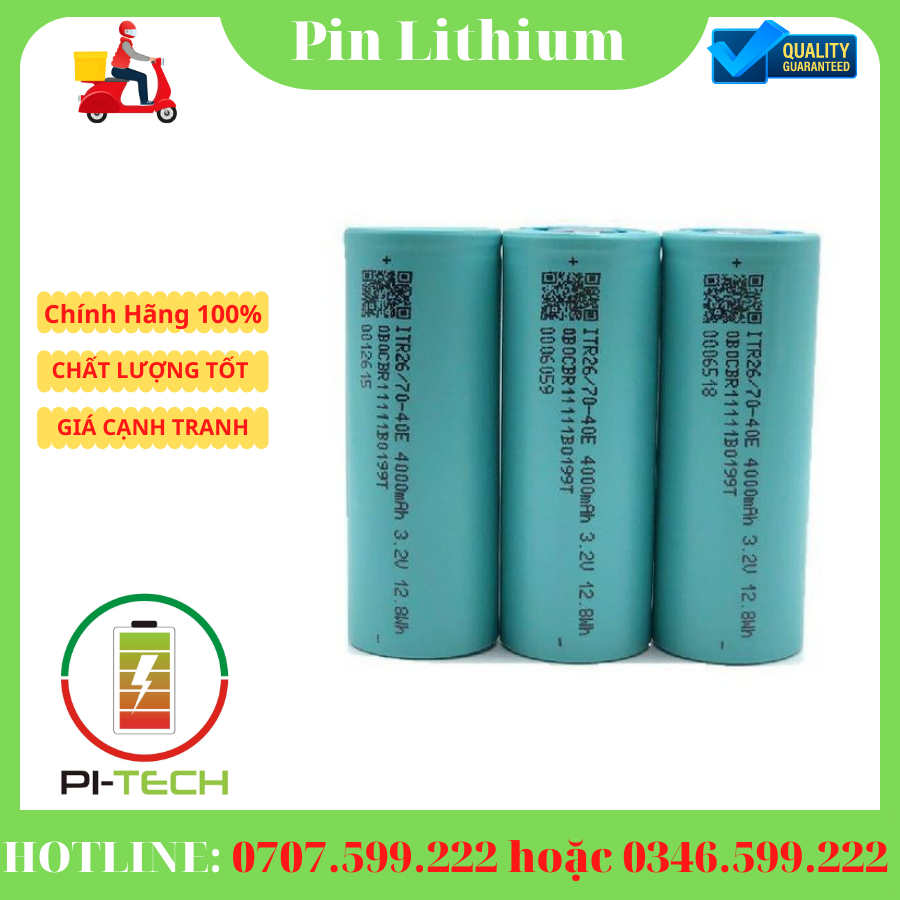 Pin lithium sắt đầu phẳng 26700 4000mah 3.2v 3c max 8c sx 2021