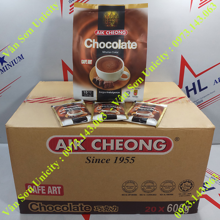 Thức uống Socola (Chocolate) Aik Cheong bịch  600g (15 gói x 40g)