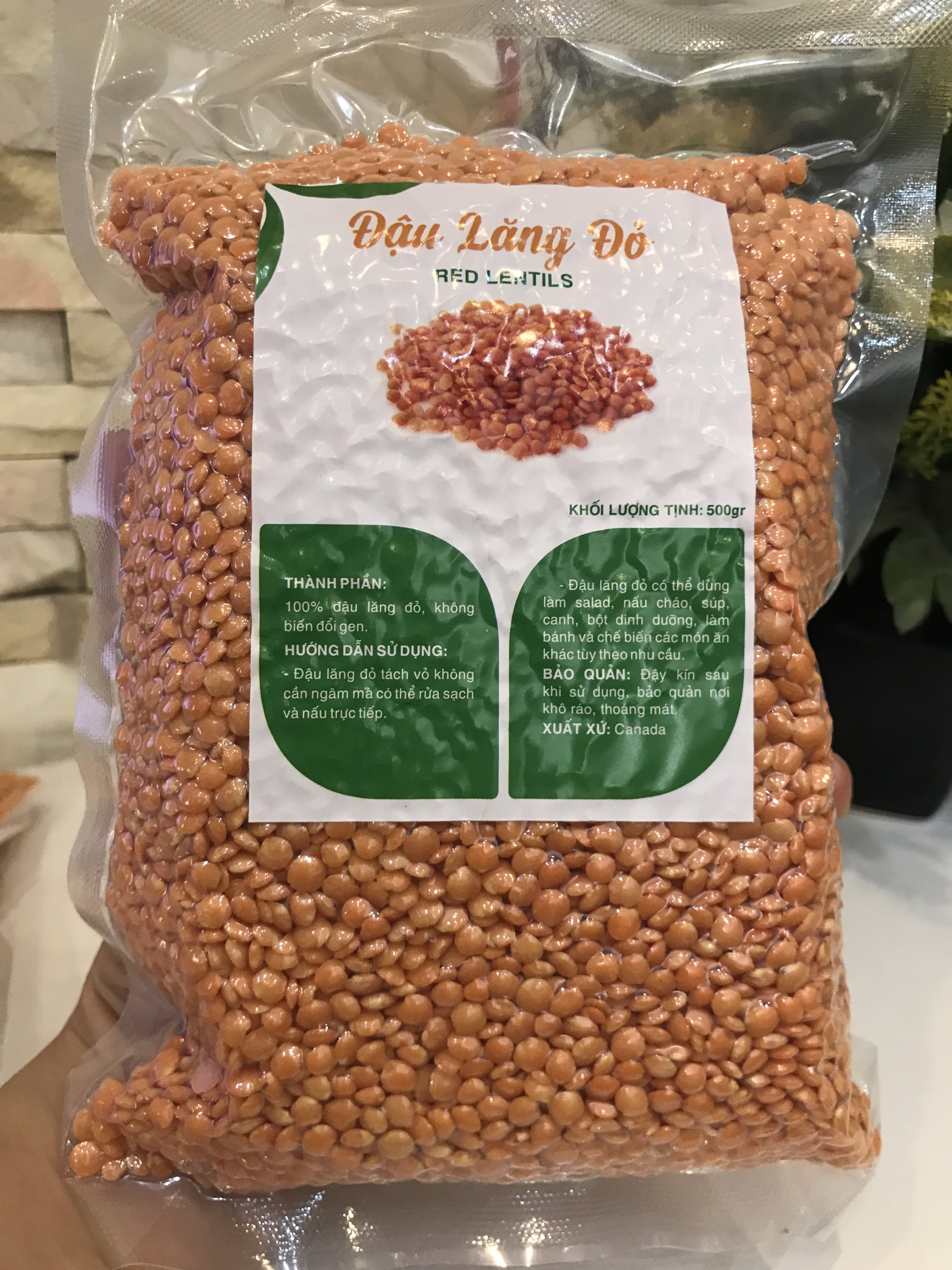 500 GRAM ĐẬU LĂNG ĐỎ ĐÃ TÁCH VỎ (nhập khẩu Argentina)