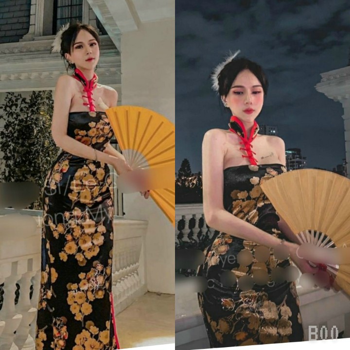 Sườn xám nhng hoa cổ tàu-ZU#Damnu