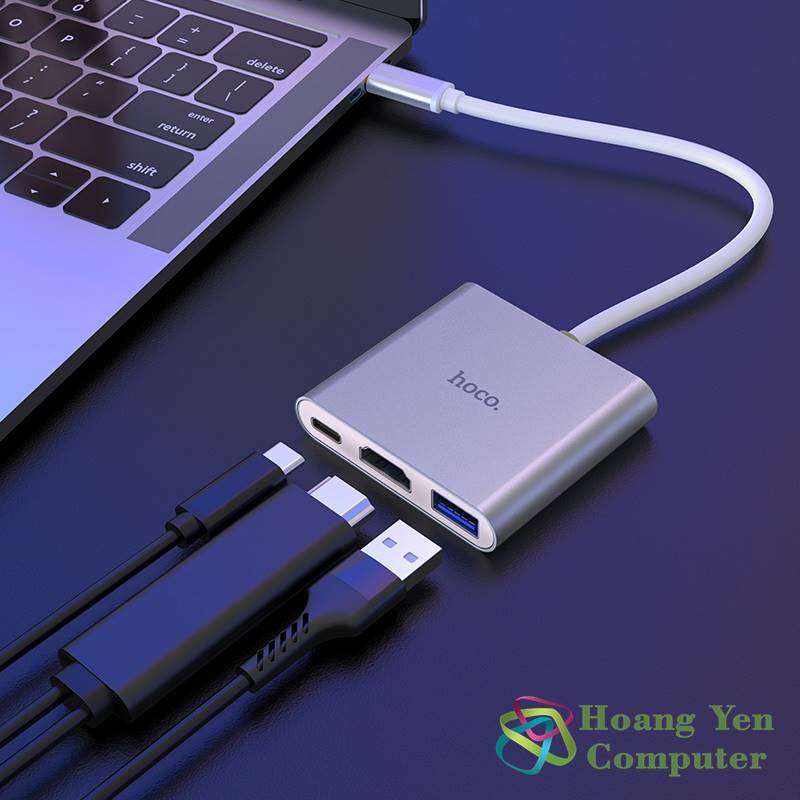 Cáp Type C ra HDMI Hoco HB14 (Type C ra HDMI + USB + Type C) - BH 12 Tháng
