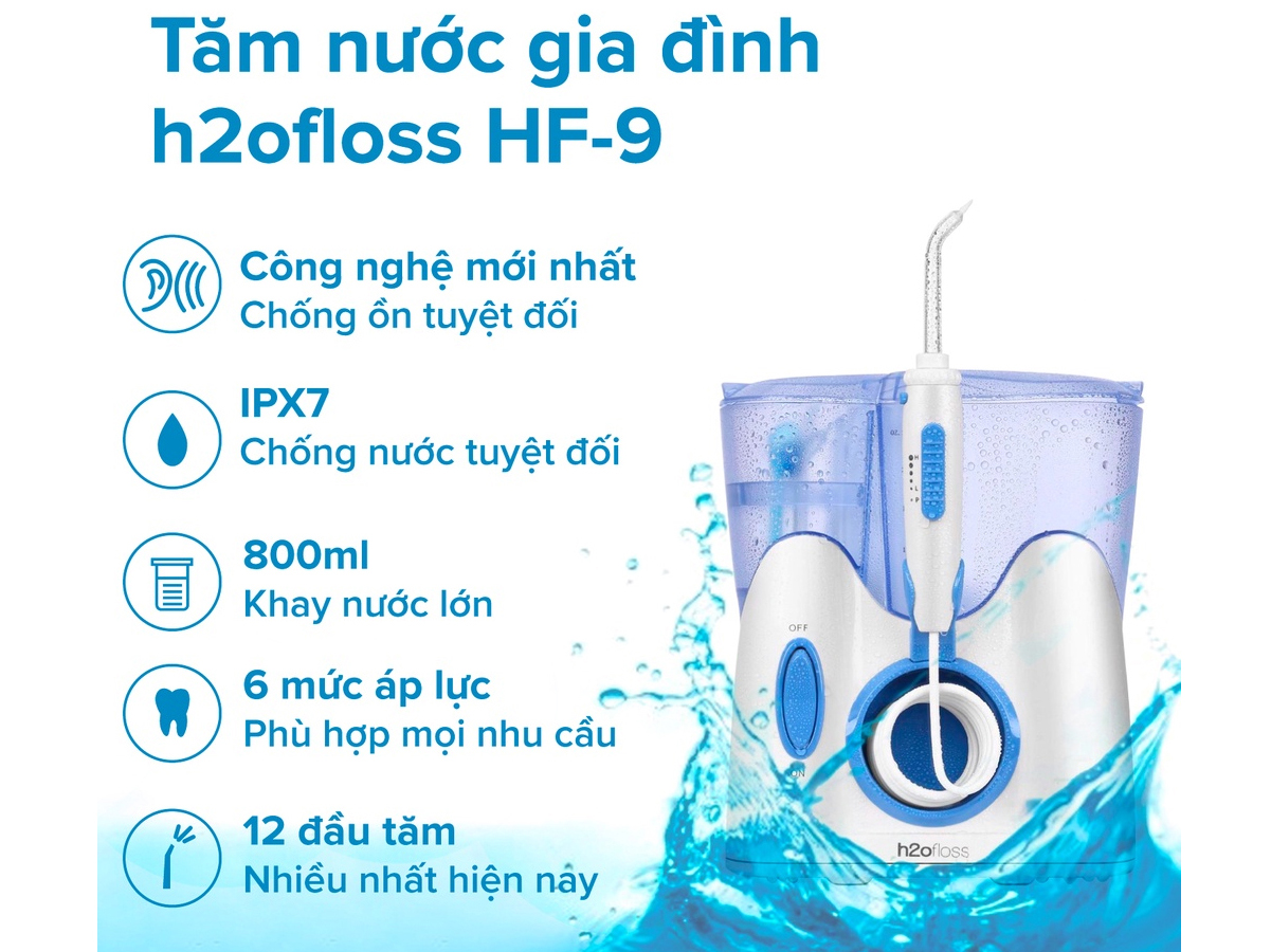 [ ÁP VOUCHER 10% GIẢM TỐI ĐA 200K ] Máy tăm nước gia đình H2OFloss HF9