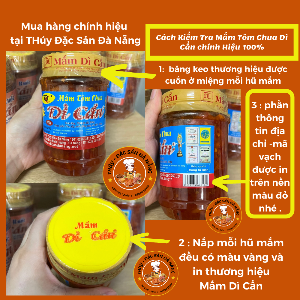 Mắm Tôm Chua Dì Cẩn Đà Nẵng hũ 500gr