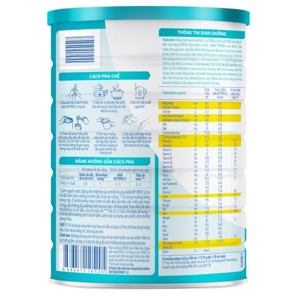 Sữa Nan Optipro 3, 4, 1.6kg, HMO (1-6 tuổi)