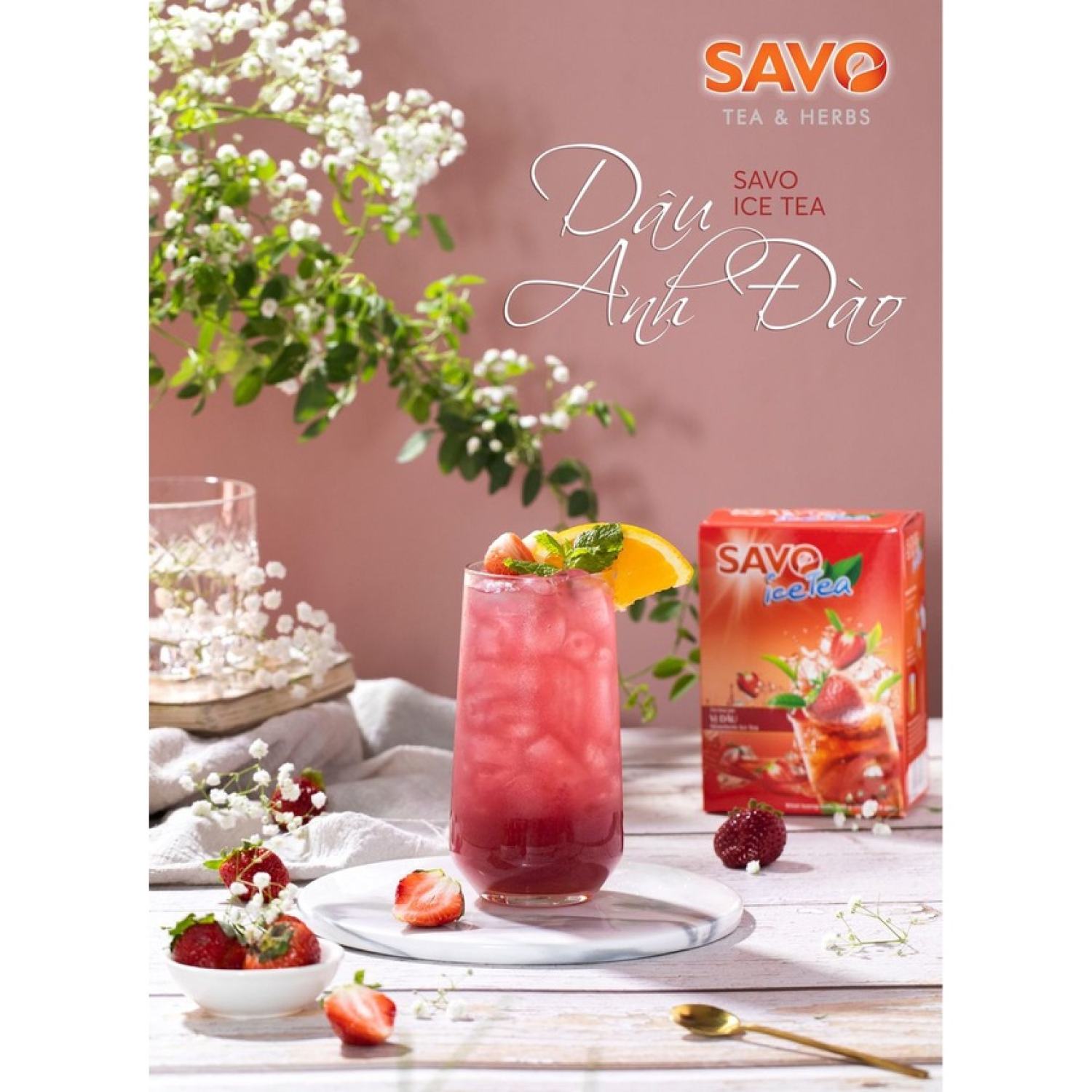 Trà dâu hòa tan SAVO (16 gói x 15g)