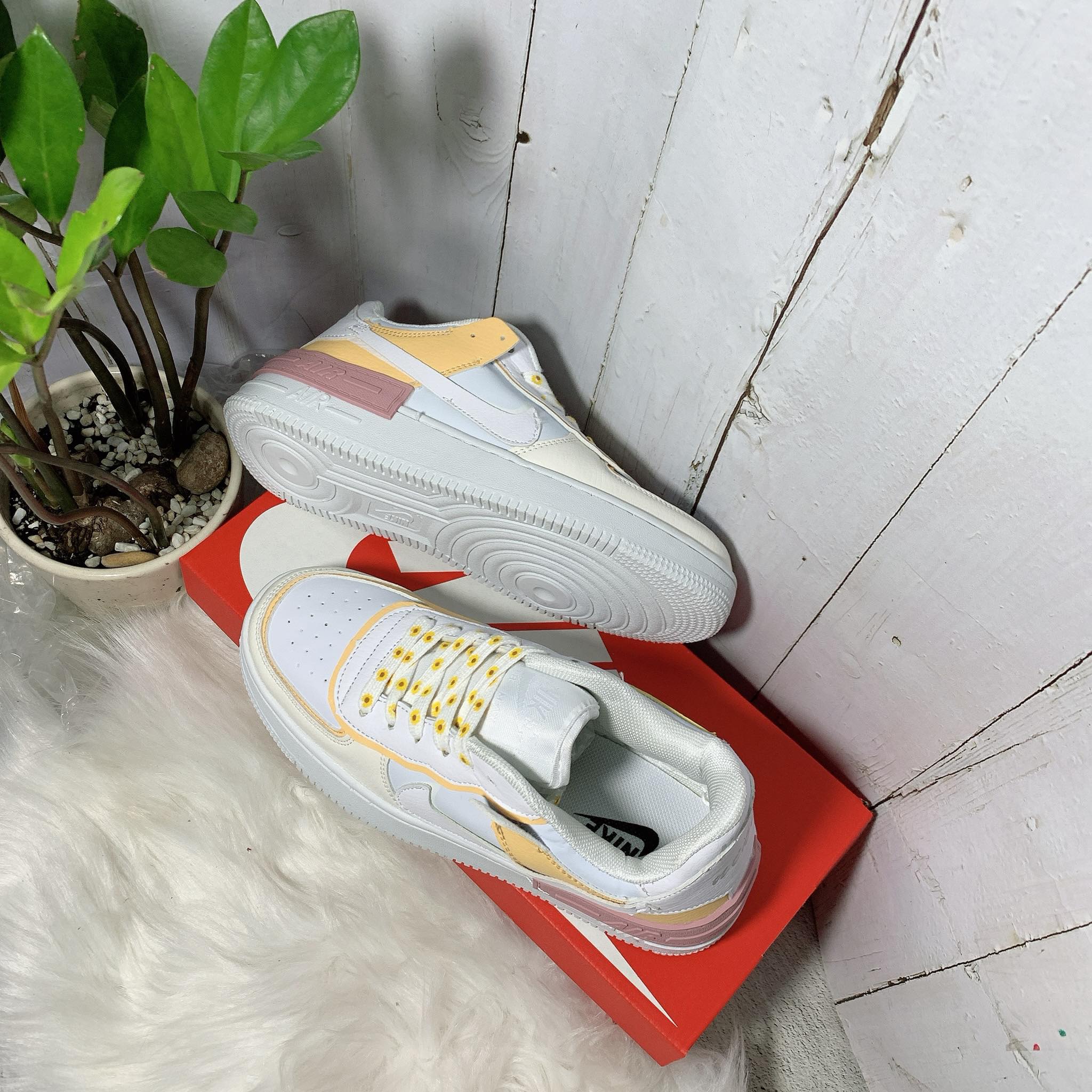 [HCM]Giày Sneaker Nữ AirForce Shadow Hoa Cúc Cực Đẹp Full Box