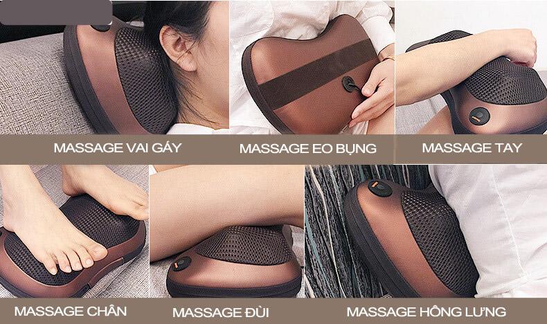 gối massage hồng ngoại 8  bi