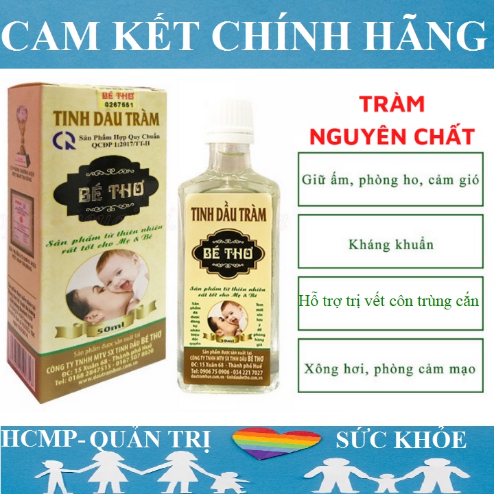 Tinh Dầu tràm Bé Thơ Huế 50ml ( chính hãng hộp vàng , loại nguyên chất có tem chống giả )