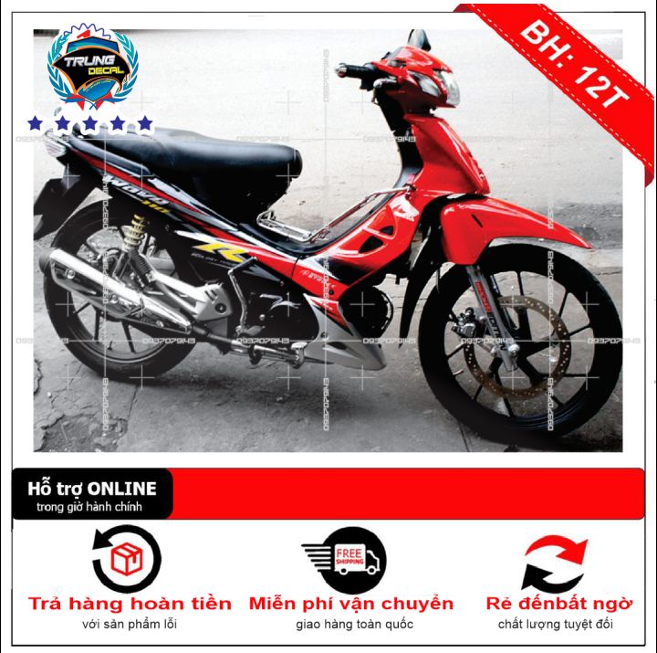 Tem rời xe wave nice chữ R đỏ đen