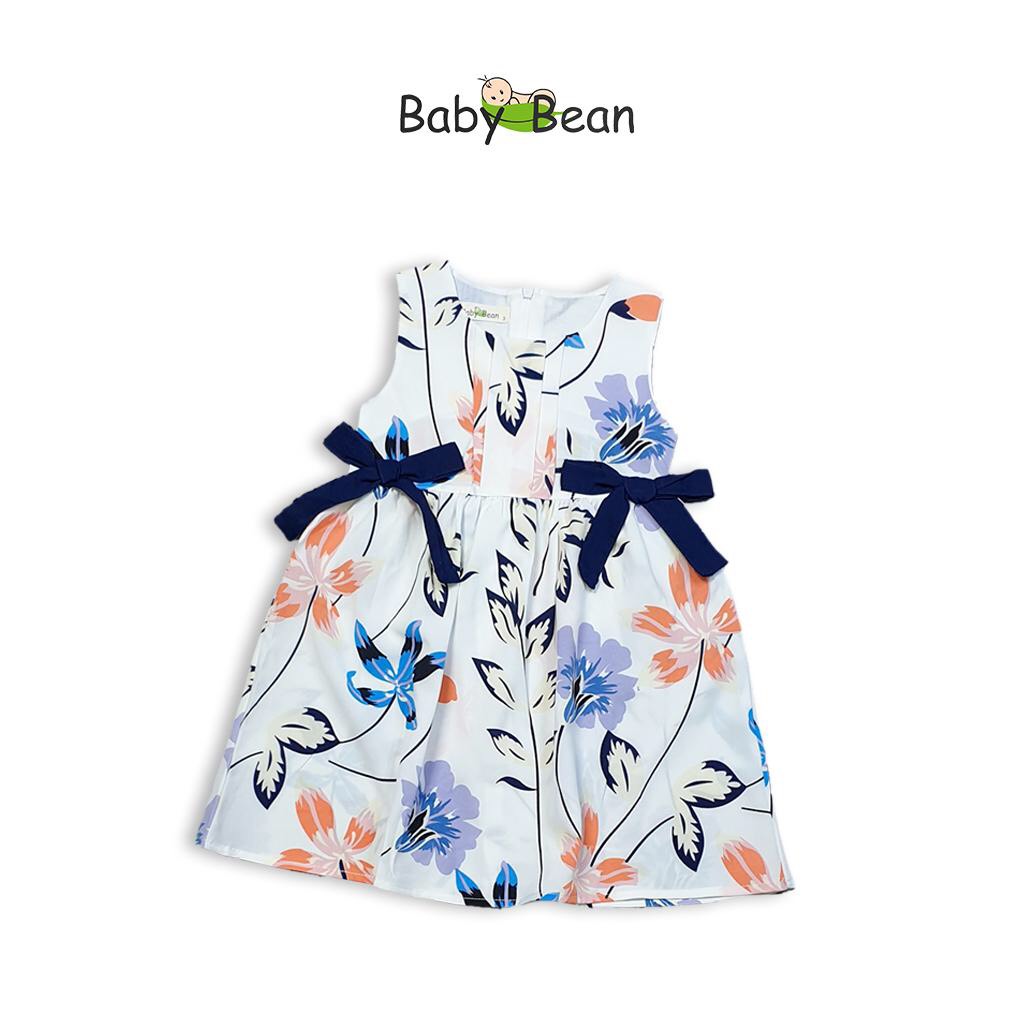 Váy Đầm Lụa Thắt Nơ Eo Bé Gái BabyBean