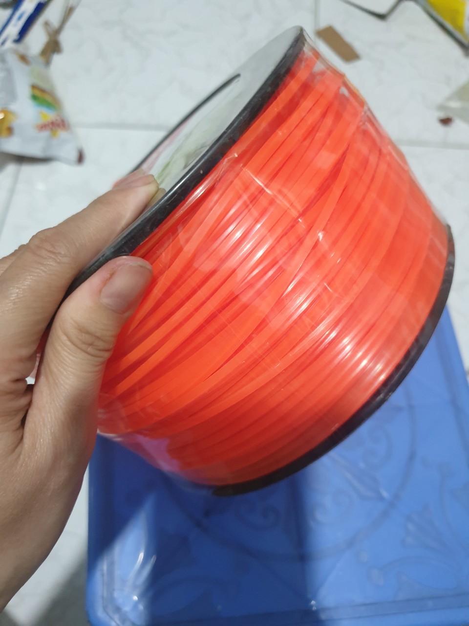 ( 100 MÉT) CUỘN CƯỚC CAM MÁY CẮT CỎ. CƯỚC VUÔNG. 3LY