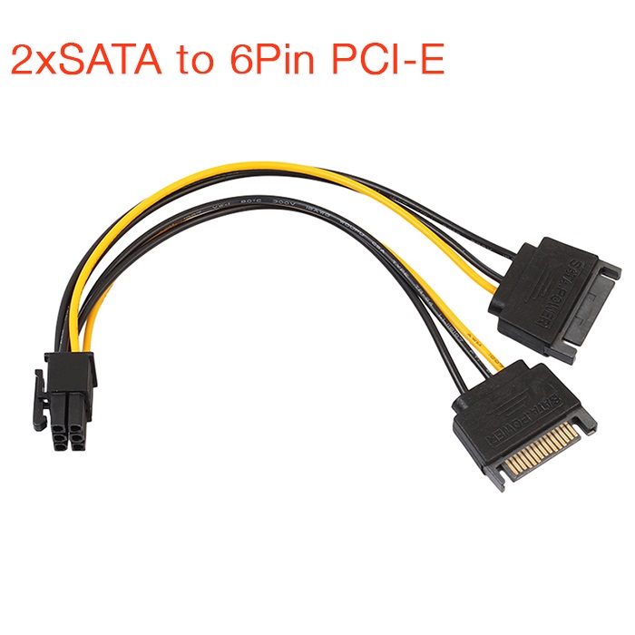 Cáp nguồn 2 SATA sang IDE 6Pin cho Card VGA - Dây nguồn sata