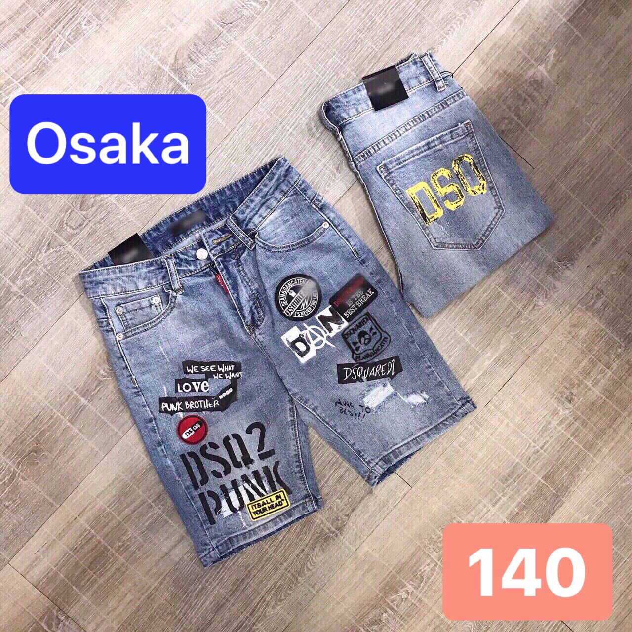 QUẦN SHORT JEAN NAM LỬNG NGỐ CHẤT BÒ XANH THÊU MỚI NHẬT BẢN CAO CẤP OK-140 - OSAKA FASHION