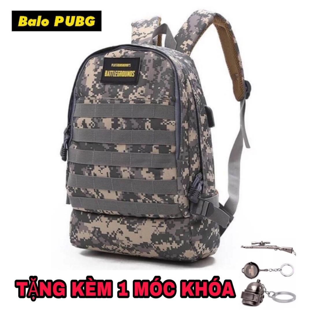 Balo L.ính/Pubg Kèm Cổng Sạc USB (Tặng Móc Khoá N.ón/Ch.ảo/S.úng Pubg) QC127