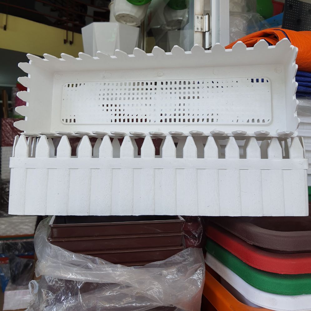 combo 4 chậu hàng rào nhựa trắng dài 41cm trồng hoa,cắm hoa siêu đẹp.
