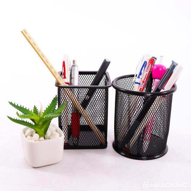 Ống đựng bút dạng đan lưới kim loại bền đẹp, gọn nhẹ, chống gỉ - dụng cụ văn phòng tiện ích