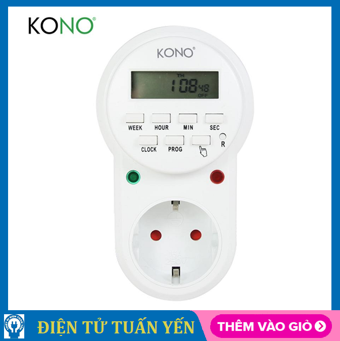 Ổ cắm hẹn giờ KONO ETG-63A hẹn giờ điện tử, tắt mở thiết bị điện - Hàng chính hãng
