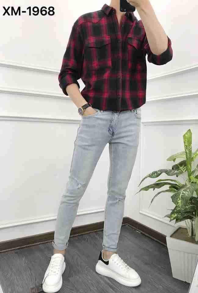 áo sơ mi kẻ dạ siêu đẹp ,hàng vn cao cấp