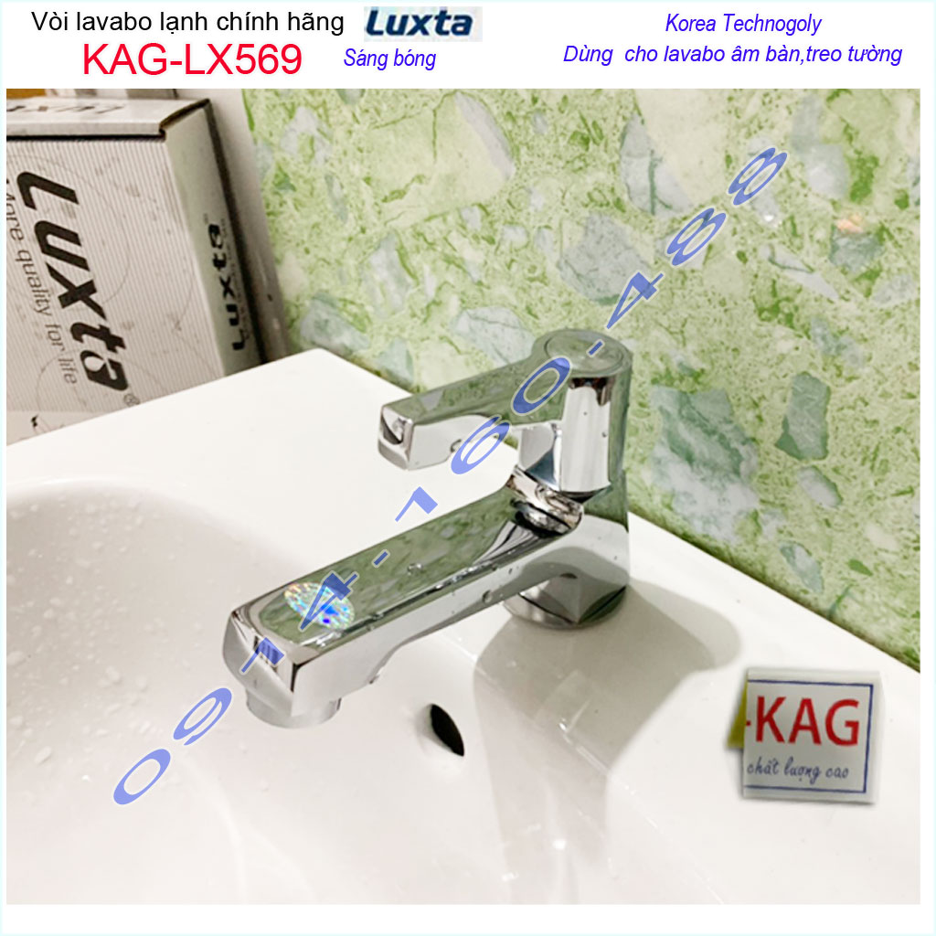 Vòi lavabo lạnh Luxta KAG-LX569 tay gạt vuông, Vòi chậu rửa nước mạnh chrome bóng thiết kế đẹp chất lượng siêu bền